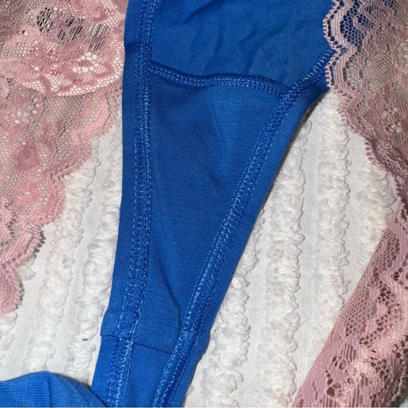 Splendies Blue & Pink Lace Thong 1X | Cotton Stretch | NWT - Picture 6 of 6
